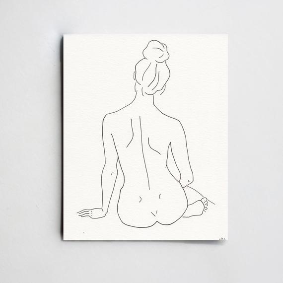 570x570 Simple Woman Silhouette Art Minimalistic Line Drawing Woman Etsy - Female Silhouette Drawing