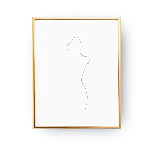 500x500 Female Silhouette Print, Black And White, Linear - Female Silhouette Drawing