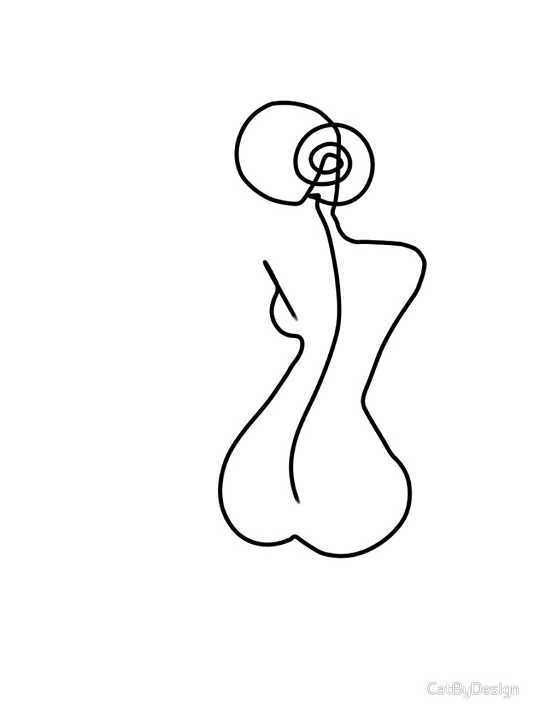 750x1000 Woman Silhouette Drawing In One Line Graphic T Shirt Dress - Female Silhouette Drawing