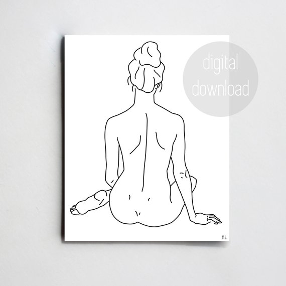 570x570 Woman Silhouette Drawing Instant Download Minimal Art Woman Etsy - Female Silhouette Drawing