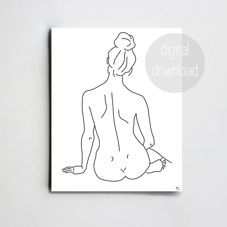 794x794 Woman Silhouette One Line Drawing Instant Download Minimal Art Etsy - Female Silhouette Drawing