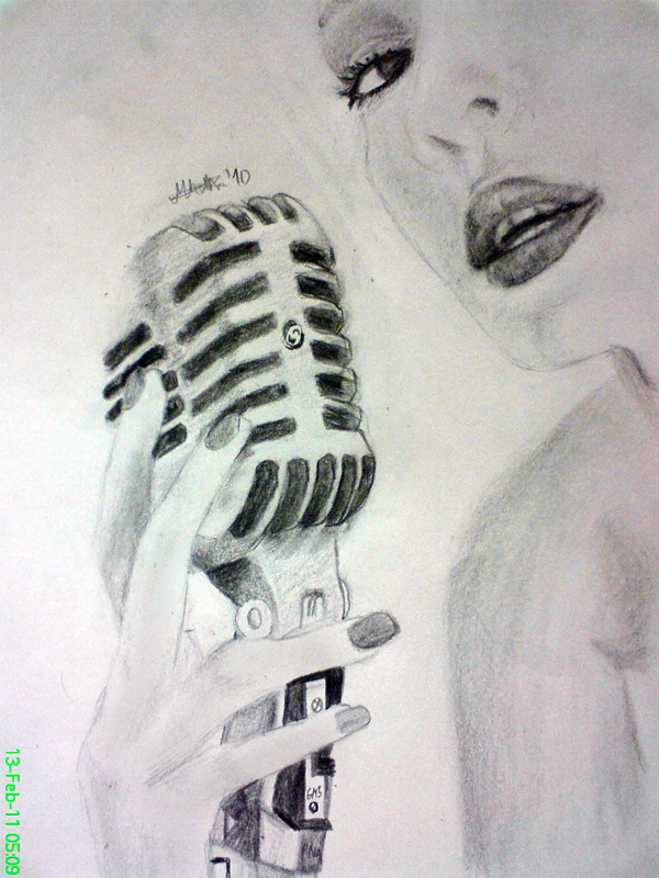 600x800 female singer - Female Singer Drawing