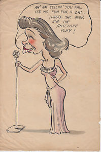 199x300 nice caricature drawing of a rather toothy female singer ebay - Female Singer Drawing
