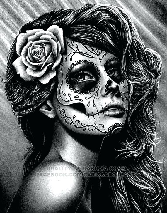 570x725 Dia De Los Muertos Skull Drawing Drawn Graffiti Female Tannertaylor - Female Skull Drawing