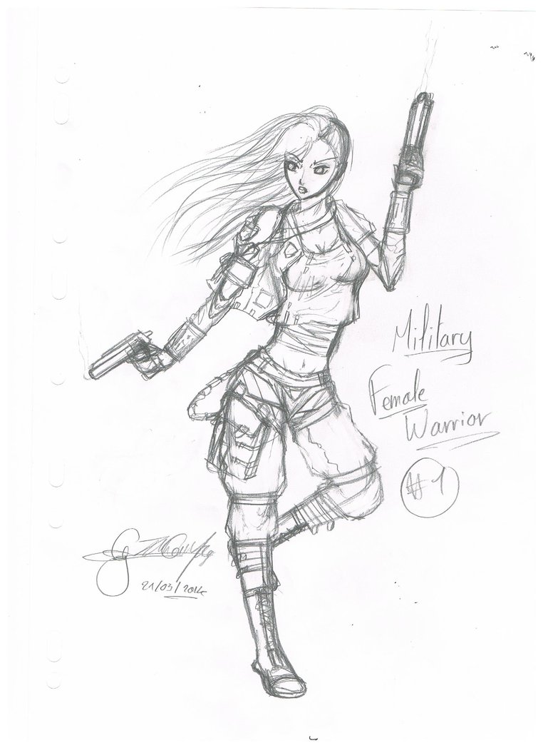 Female Soldier Drawing