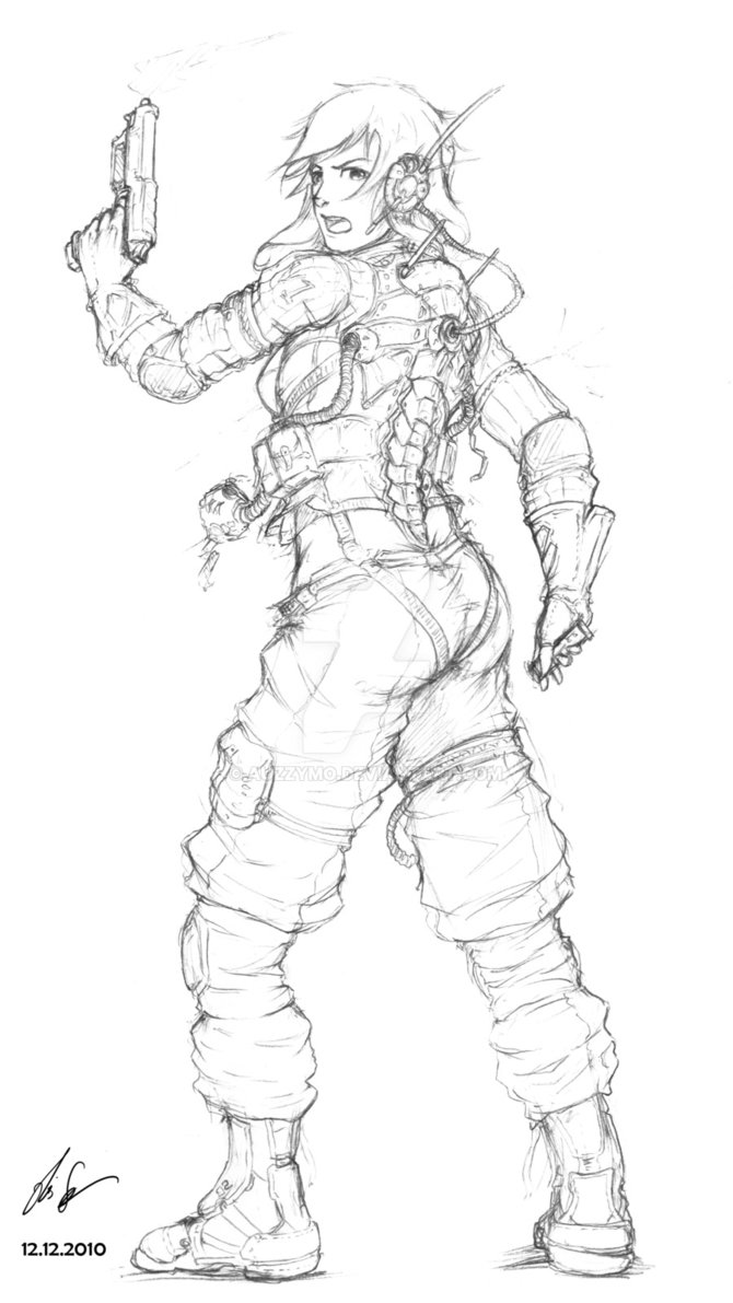 670x1191 Female Soldier - Female Soldier Drawing