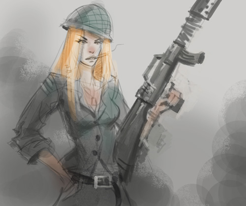 500x420 How To Draw Woman Soldier - Female Soldier Drawing
