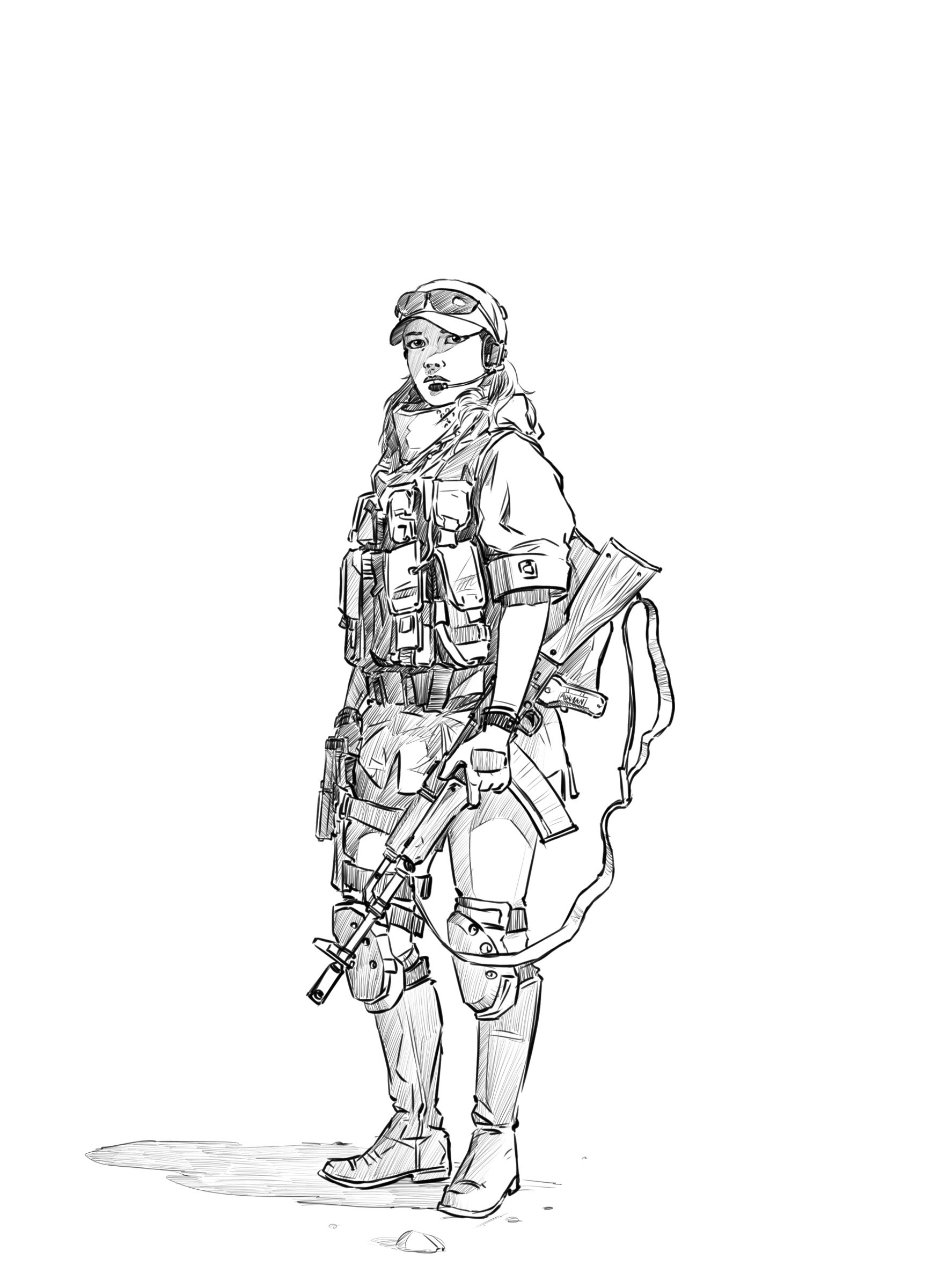 1735x2400 Wanted To Draw A Female Soldier But Couldn't Find Good Photo - Female Soldier Drawing