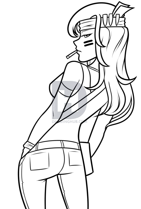 487x720 Army Girl Drawing Lesson, Step - Female Soldier Drawing