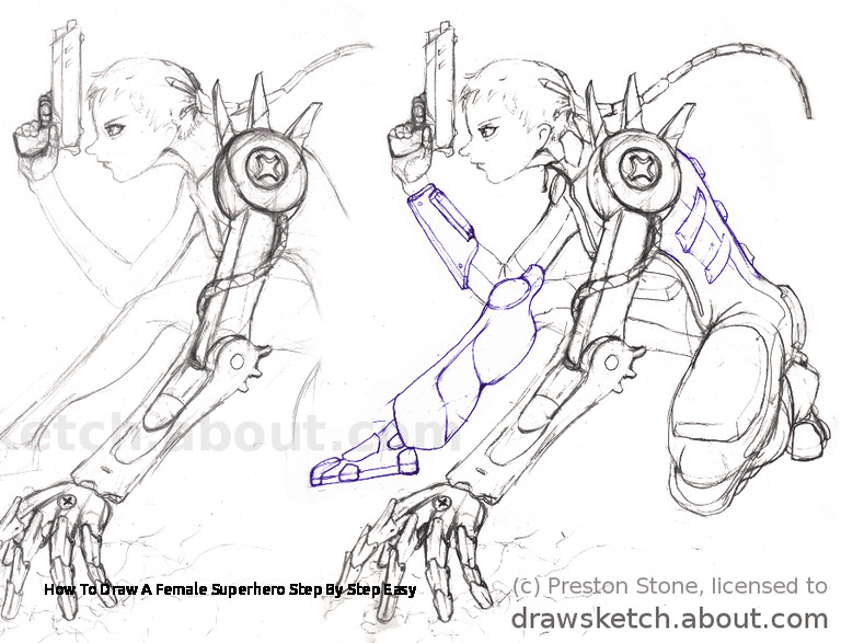 768x587 How To Draw A Female Superhero Step - Female Superhero Drawing