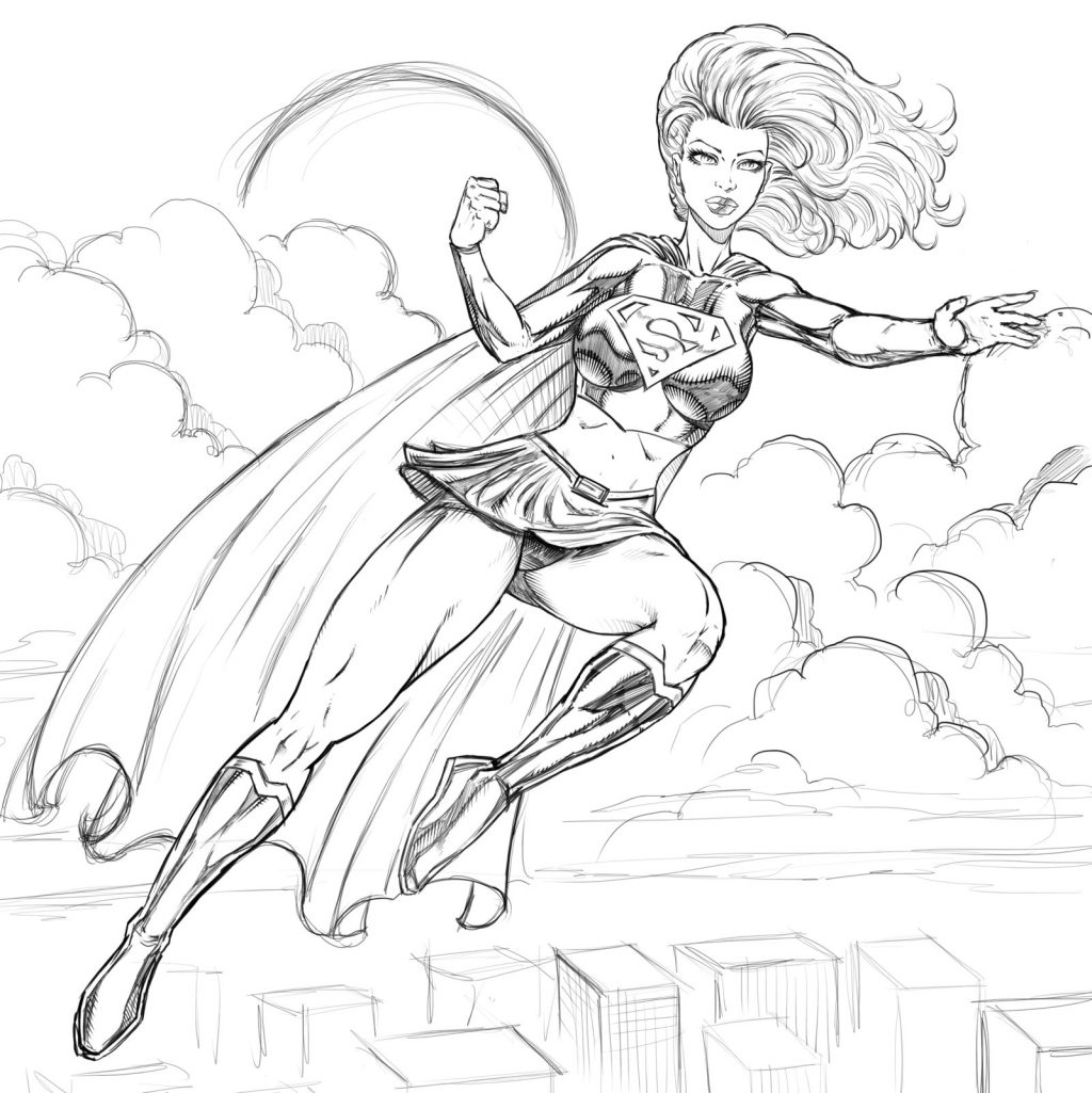 1024x1025 Coloring Pages Girl Superhero Drawing At Getdrawings Com Free - Female Superhero Drawing