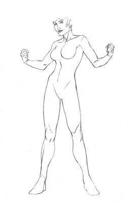 251x400 Superhero Drawing Templates - Female Superhero Drawing Template