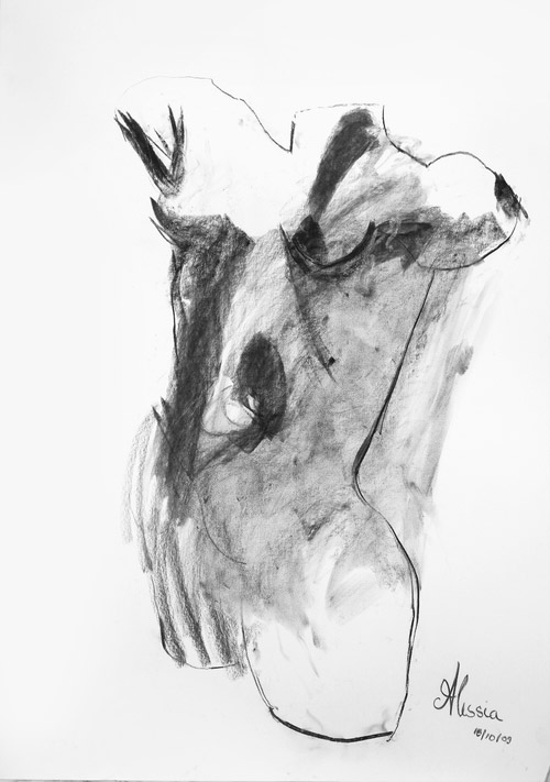 500x711 female torso blind drawing - Female Torso Drawing
