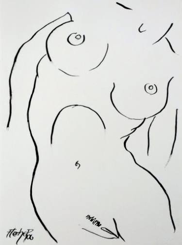 375x504 twisting female torso drawing - Female Torso Drawing