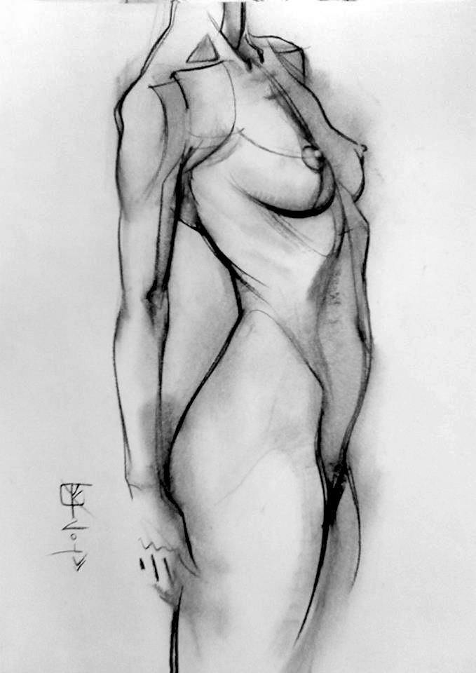 679x960 female torso drawing - Female Torso Drawing