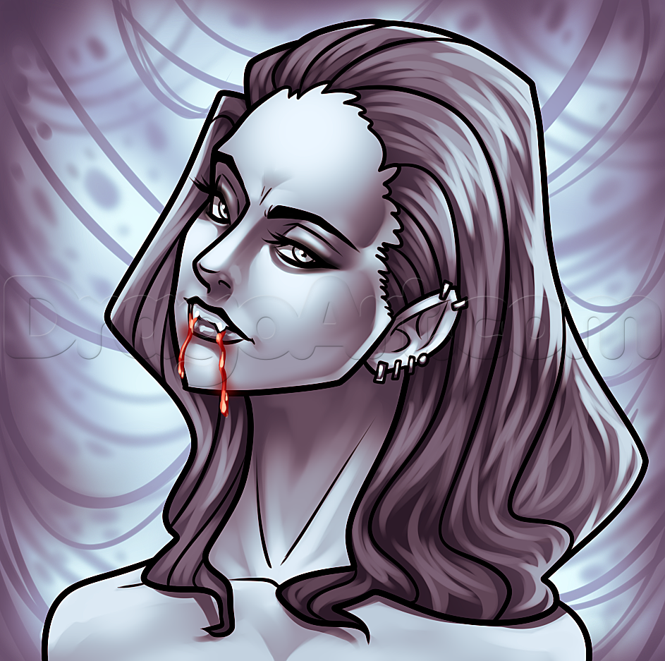 943x937 Drawing A Girl Vampire Face, Step - Female Vampire Drawings. 