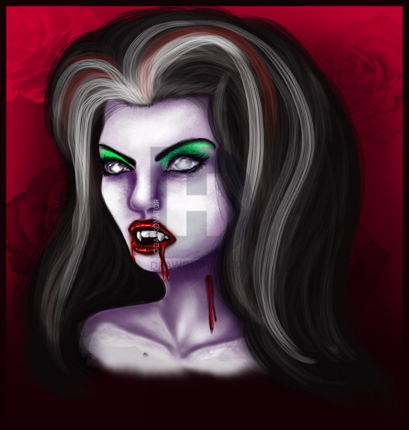 844x887 How To Draw A Vampire Girl, Step - Female Vampire Drawings