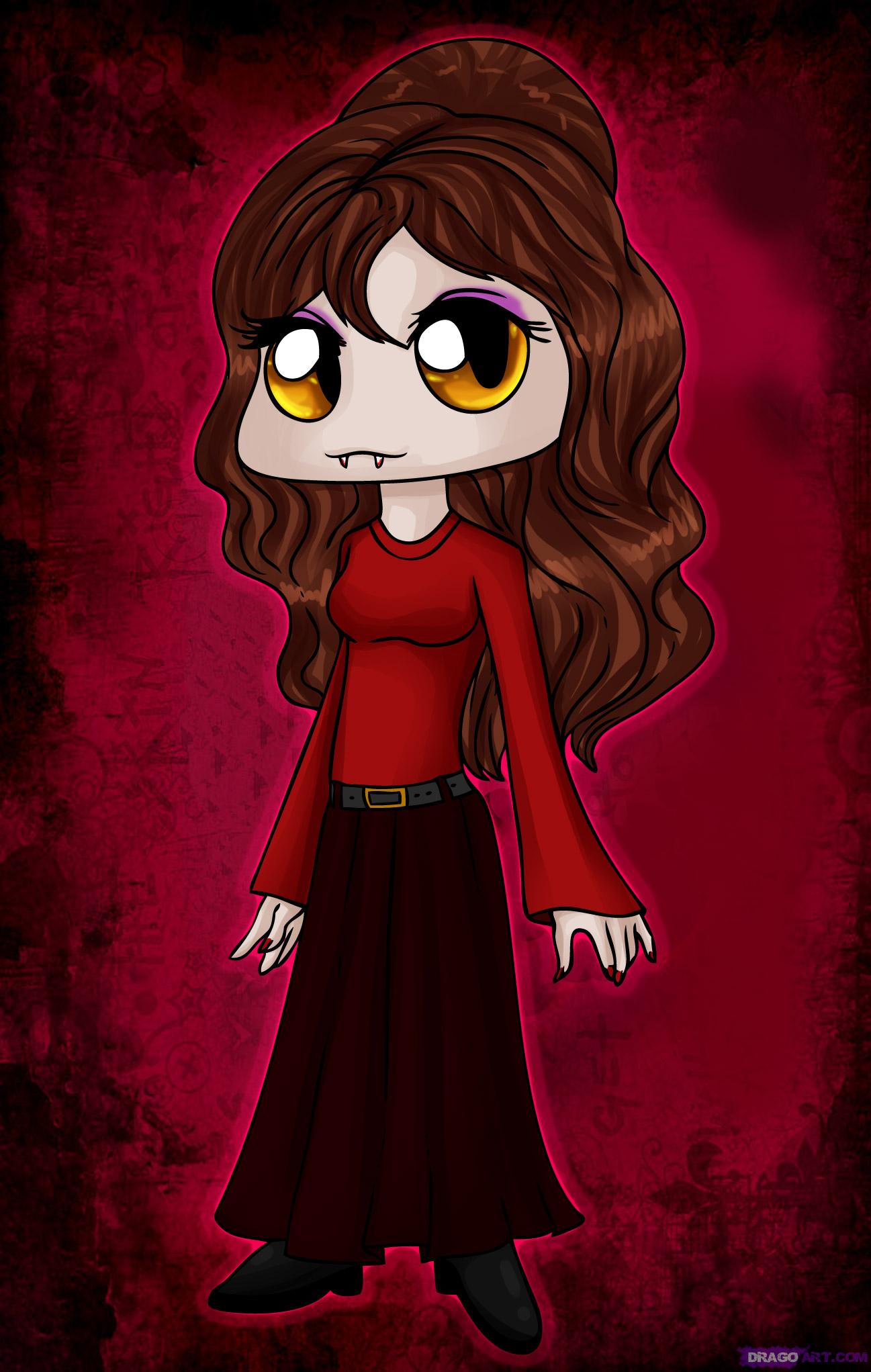 1297x2043 How To Draw A Cartoon Vampire, Step - Female Vampire Drawings