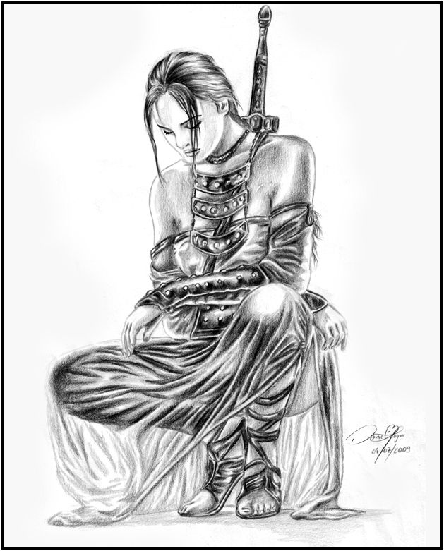 629x781 Female Warrior - Female Warrior Drawing