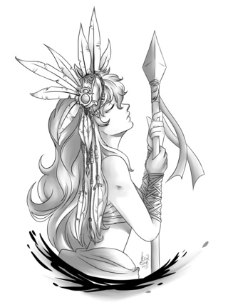 320x427 Requested - Female Warrior Drawing