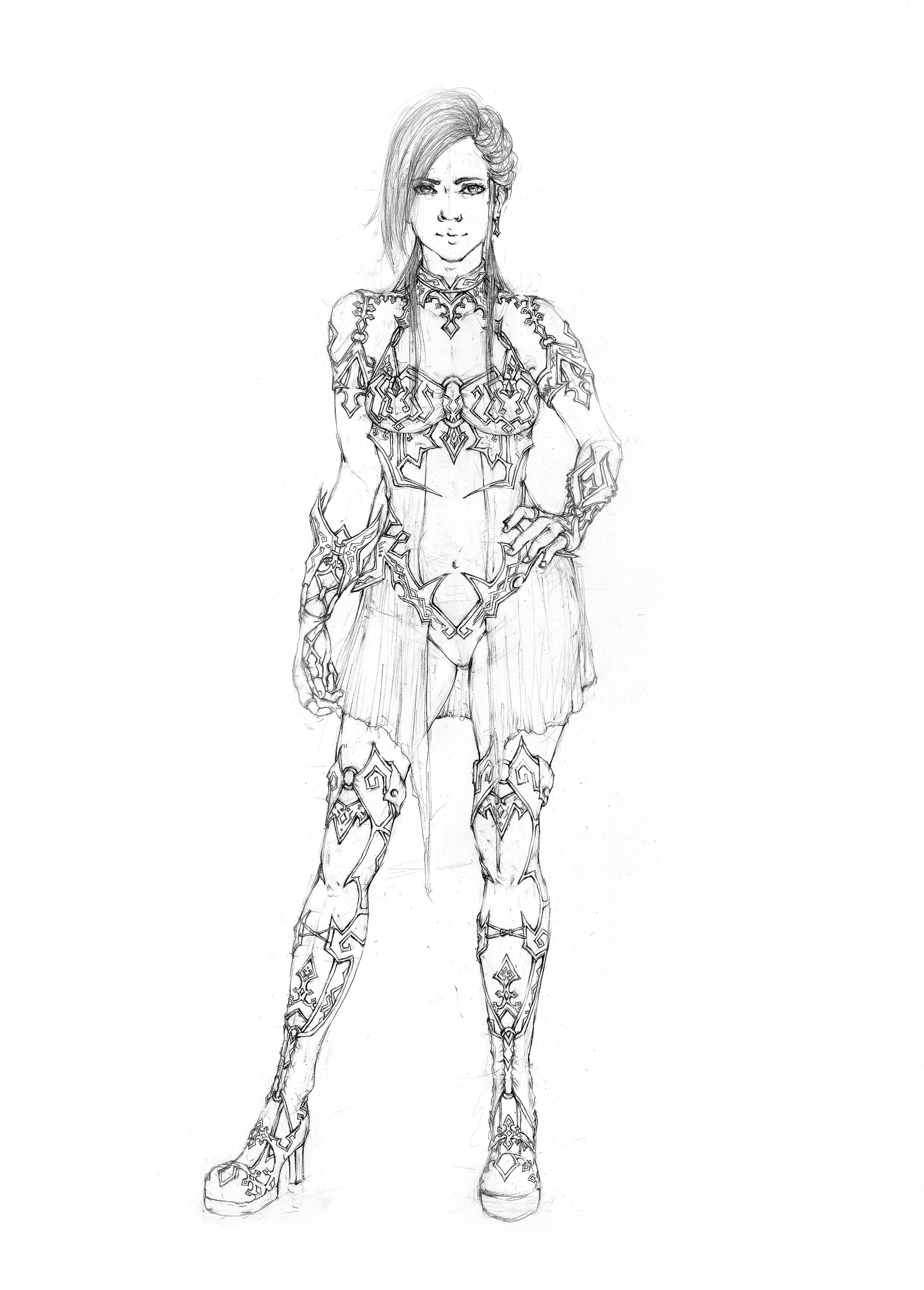 1920x2679 Artstation - Female Warrior Drawing