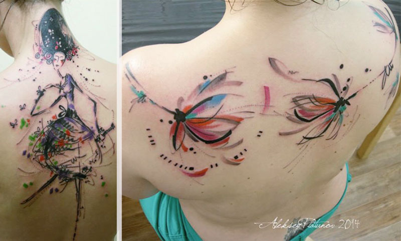 800x481 Outstanding Feminine Watercolor Tattoos Lucy Hu - Feminine Drawings