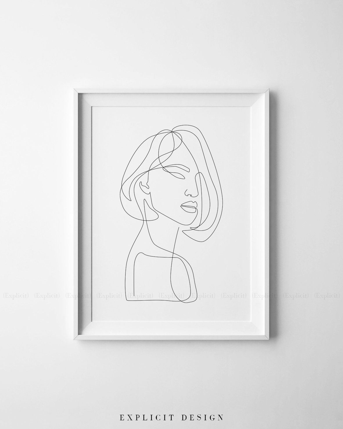 1181x1476 printable face in one line drawing, feminist artwork print, single - Feminist Drawings
