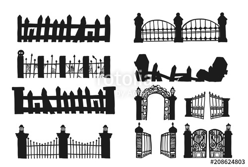 500x336 set of halloween fence fence vector - Fence Drawing