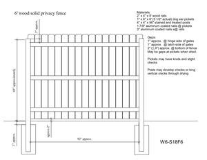 300x232 wood solid privacy fence drawing america's fence store - Fence Drawing