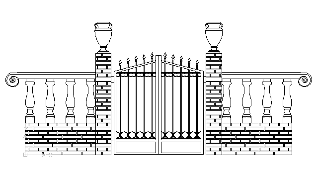 640x360 Autocad Drawing Iron Work Gate And Fence Dwg - Fence Drawing