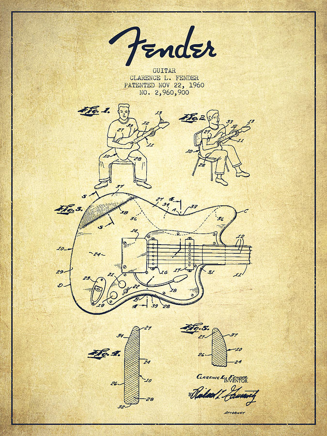 675x900 fender guitar patent drawing from drawing - Fender Drawing