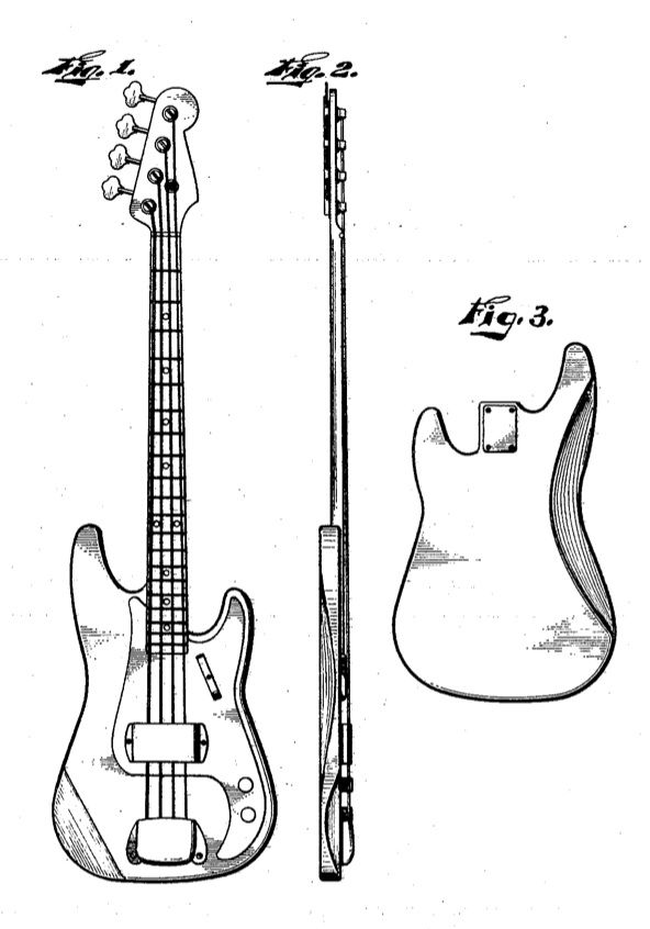 592x846 fender precision bass patent sketch - Fender Drawing