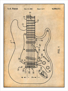 225x300 fender stratocaster patent print art drawing poster ebay - Fender Drawing