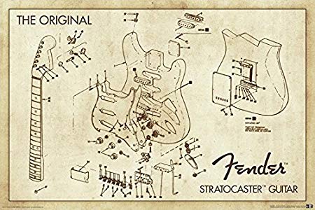450x300 stratocaster guitar the original fender drawing blueprint - Fender Drawing