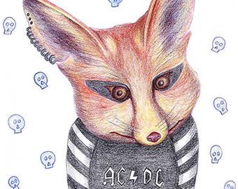 340x270 cute peekaboo baby fennec fox drawing download peekaboo etsy - Fennec Fox Drawing