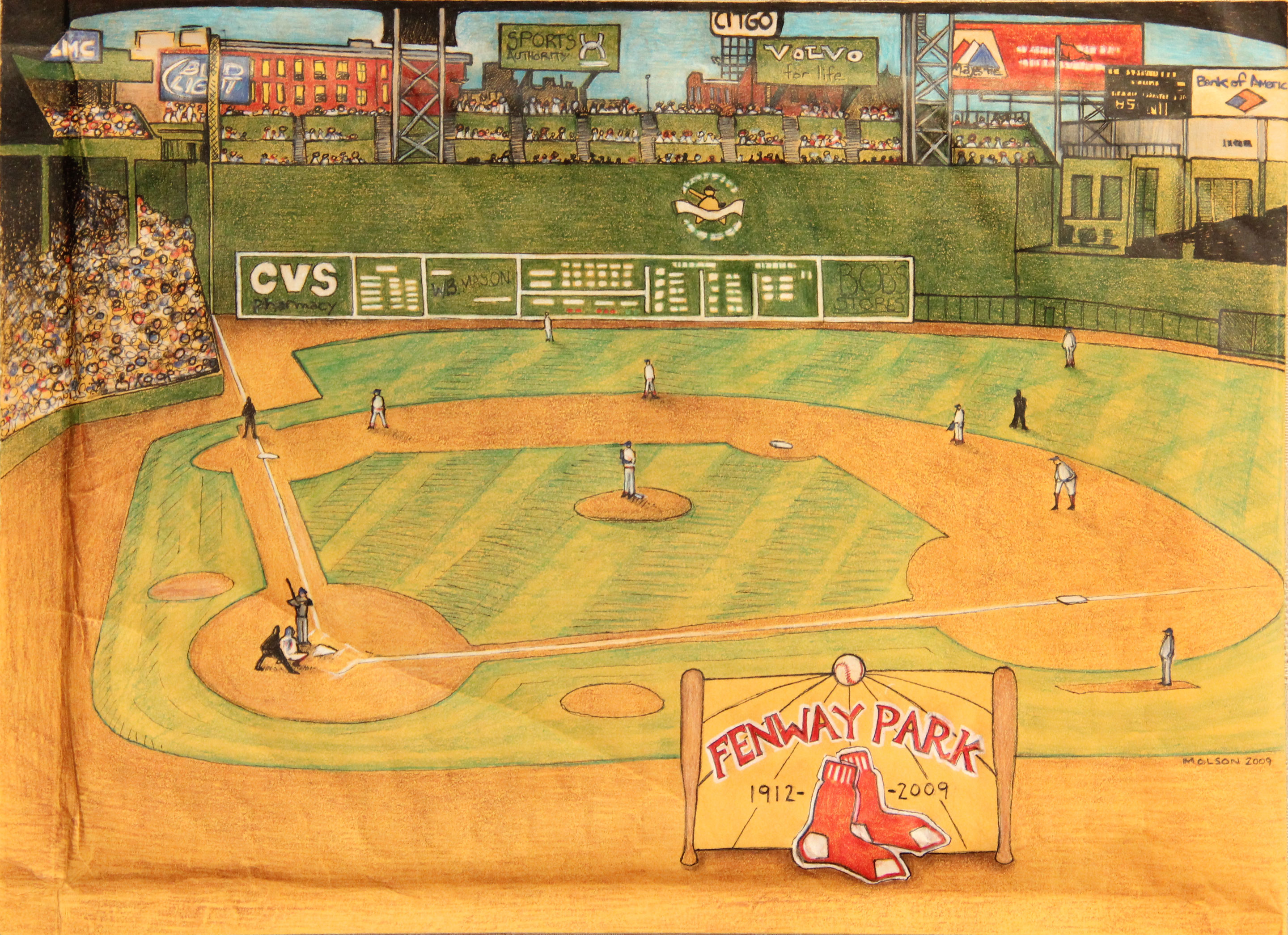 2880x2092 fenway park mike olson art - Fenway Park Drawing