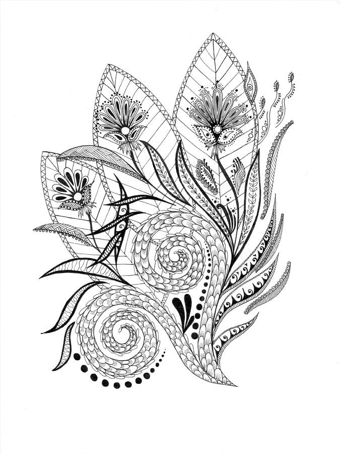 675x900 Flower And Fern Drawing - Fern Drawing