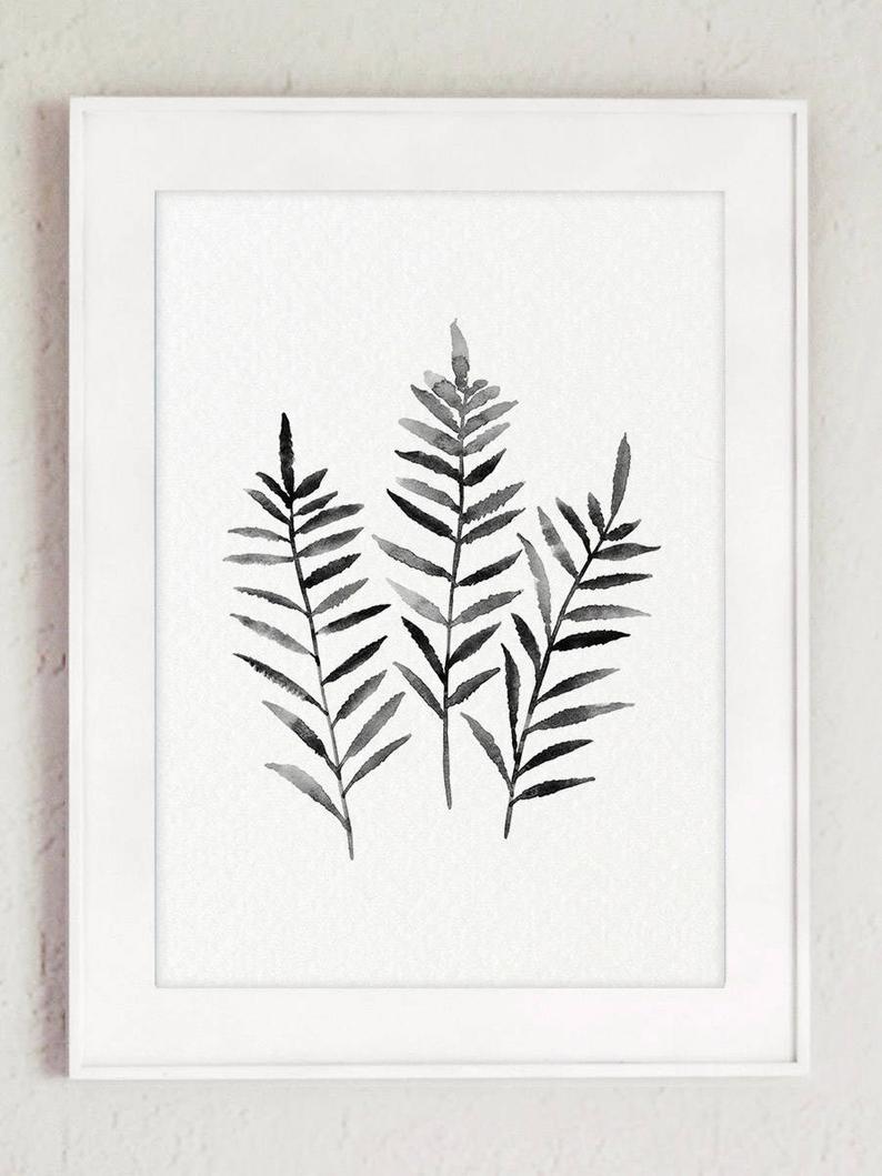 794x1059 Fern Leaves Drawing Set Botanical Prints Minimalist Abstract Etsy - Fern Leaf Drawing