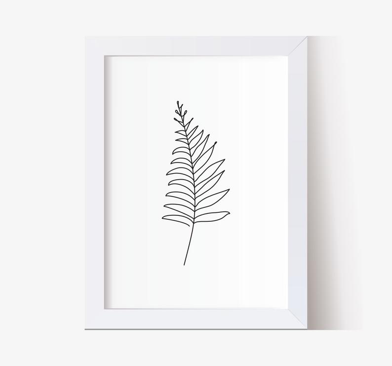 794x741 Fern Leaf Wall Art Decor Line Art Print Abstract Botanic Etsy - Fern Leaf Drawing