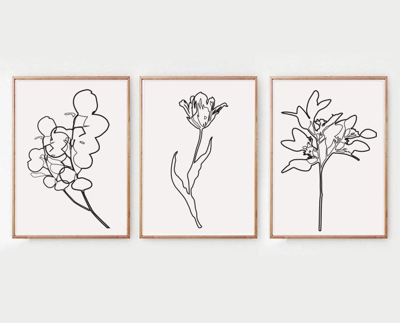 794x641 Fern Art Flowers Sketch Line Art Set Of Prints Line Drawing Etsy - Fern Line Drawing