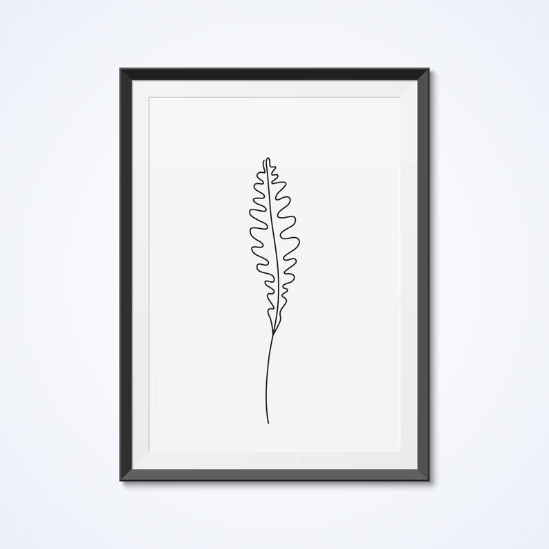 794x794 Fern Leaf Line Art Wall Decor Single Line Drawing Print Etsy - Fern Line Drawing