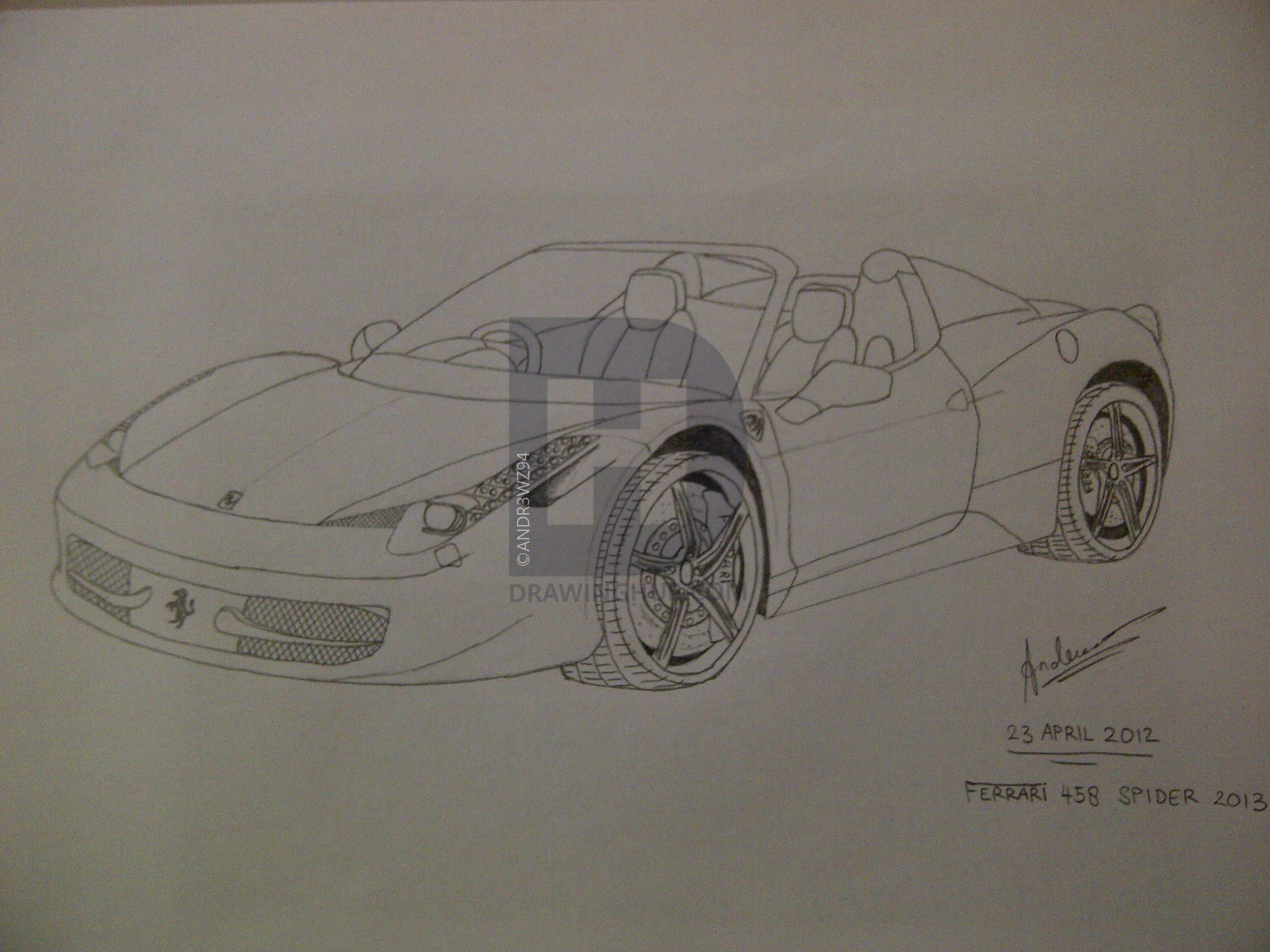 2560x1920 ferrari italia spyder drawing - Ferrari 458 Drawing