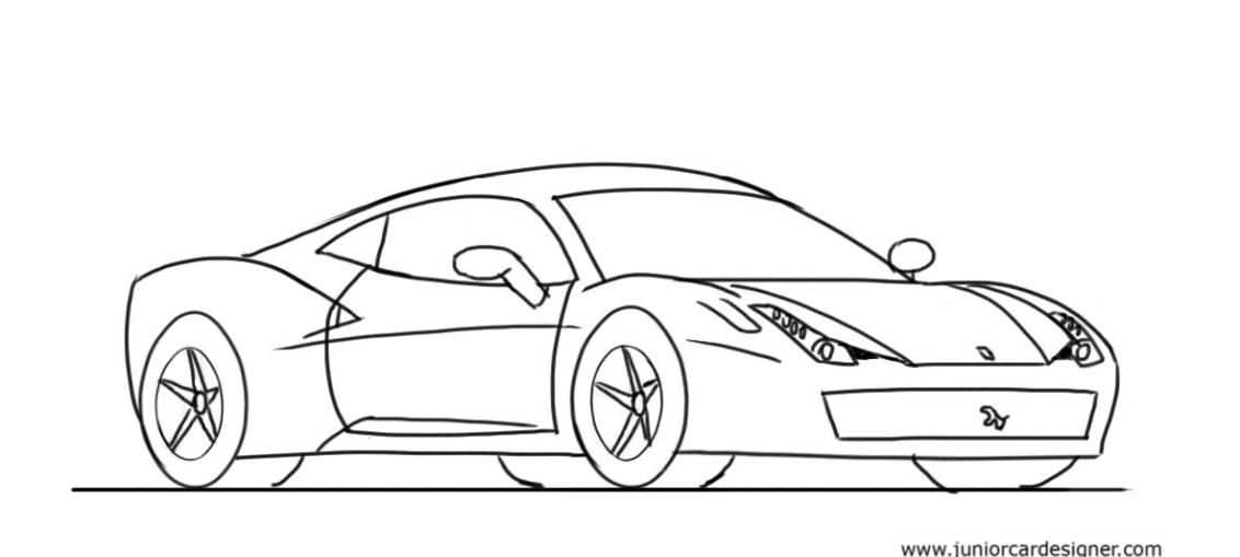 1132x509 how to draw a car for kids ferrari mountain living - Ferrari 458 Drawing