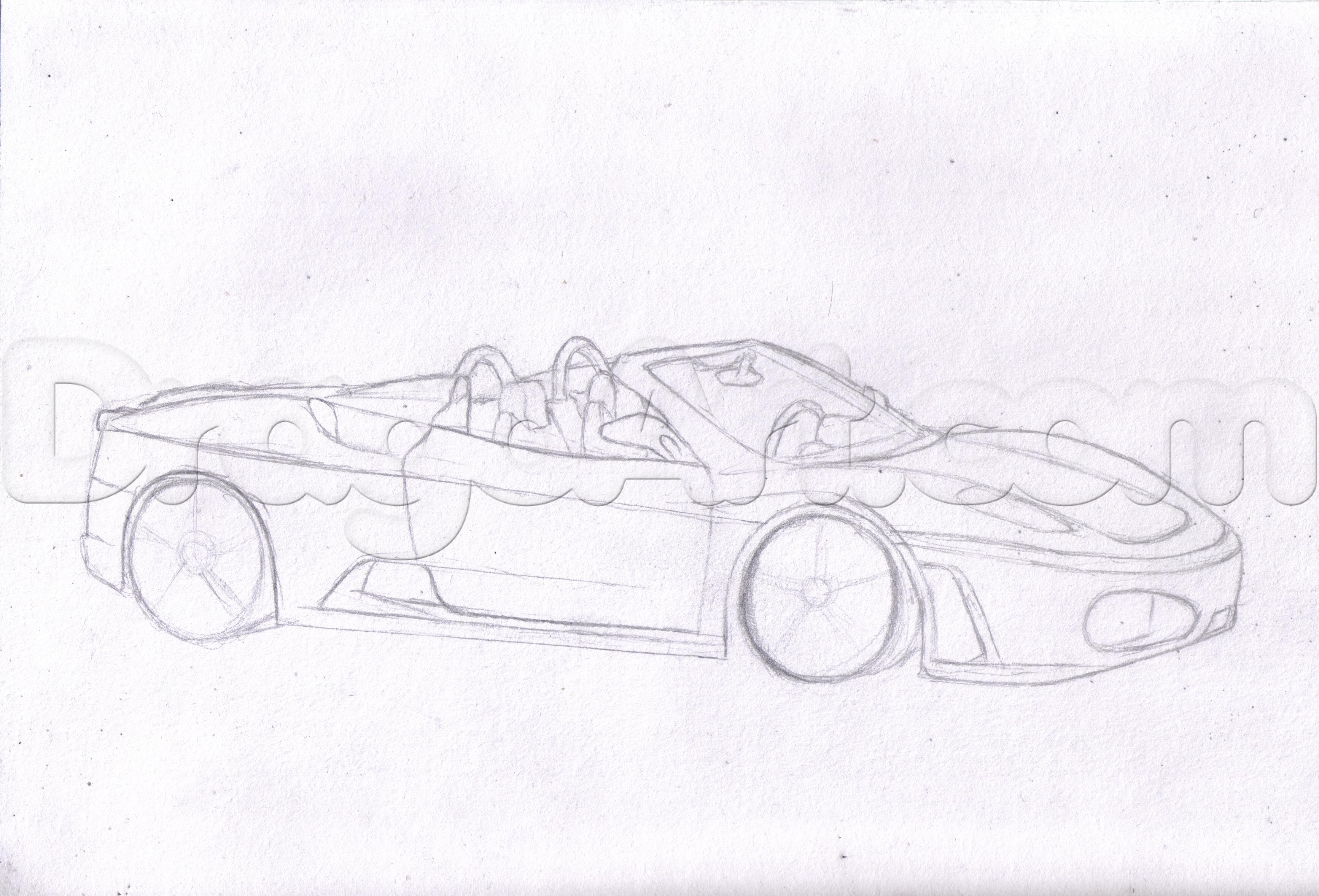 3467x2356 how to draw a ferrari spider, step - Ferrari 458 Drawing