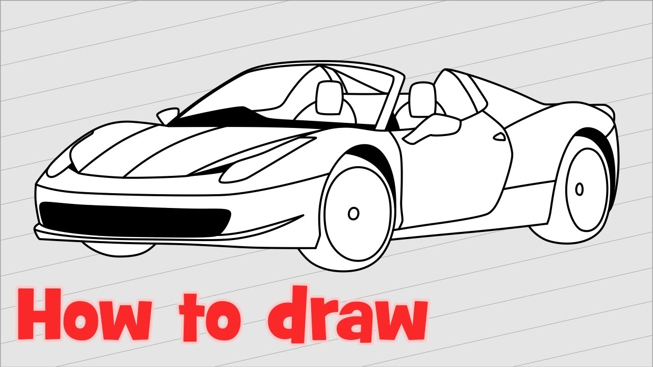 1280x720 how to draw a car ferrari spider - Ferrari 458 Drawing