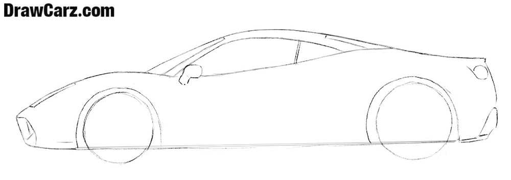 1000x352 how to draw a ferrari drawcarz - Ferrari Car Drawing