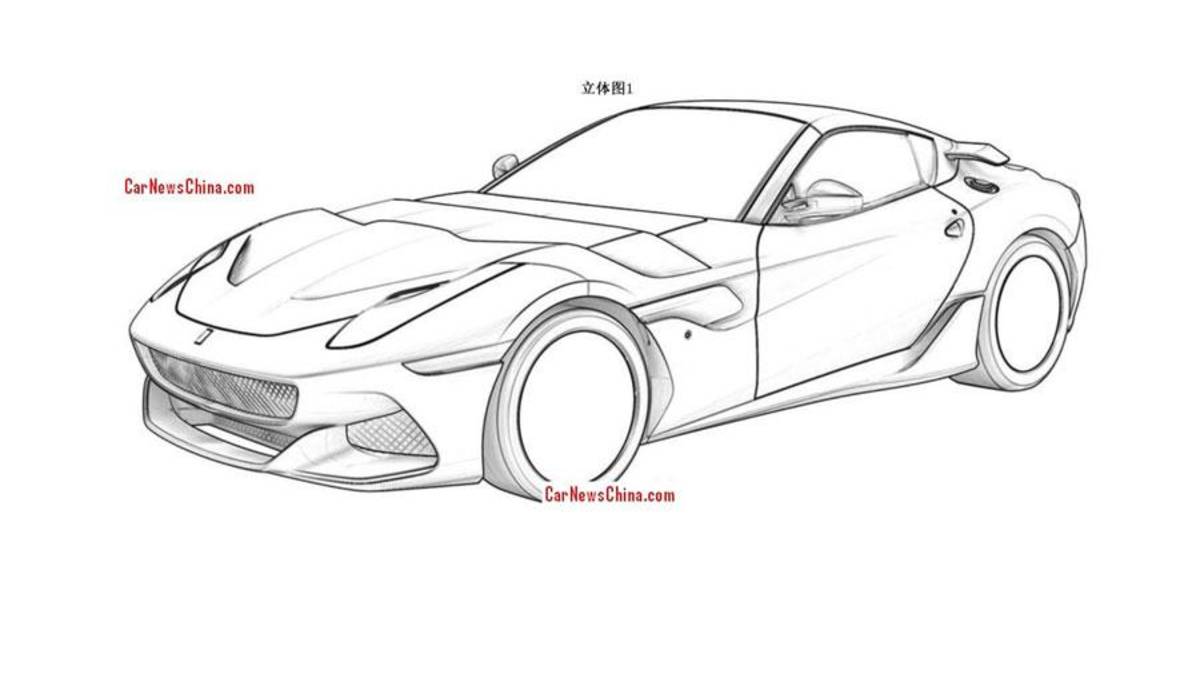 1200x675 new ferrari variant leaked in patent drawings autoweek - Ferrari Car Drawing