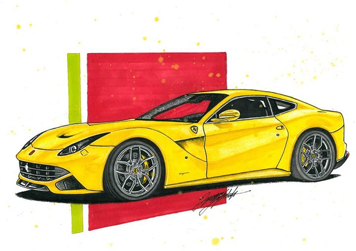 720x508 ferrari - Ferrari Car Drawing