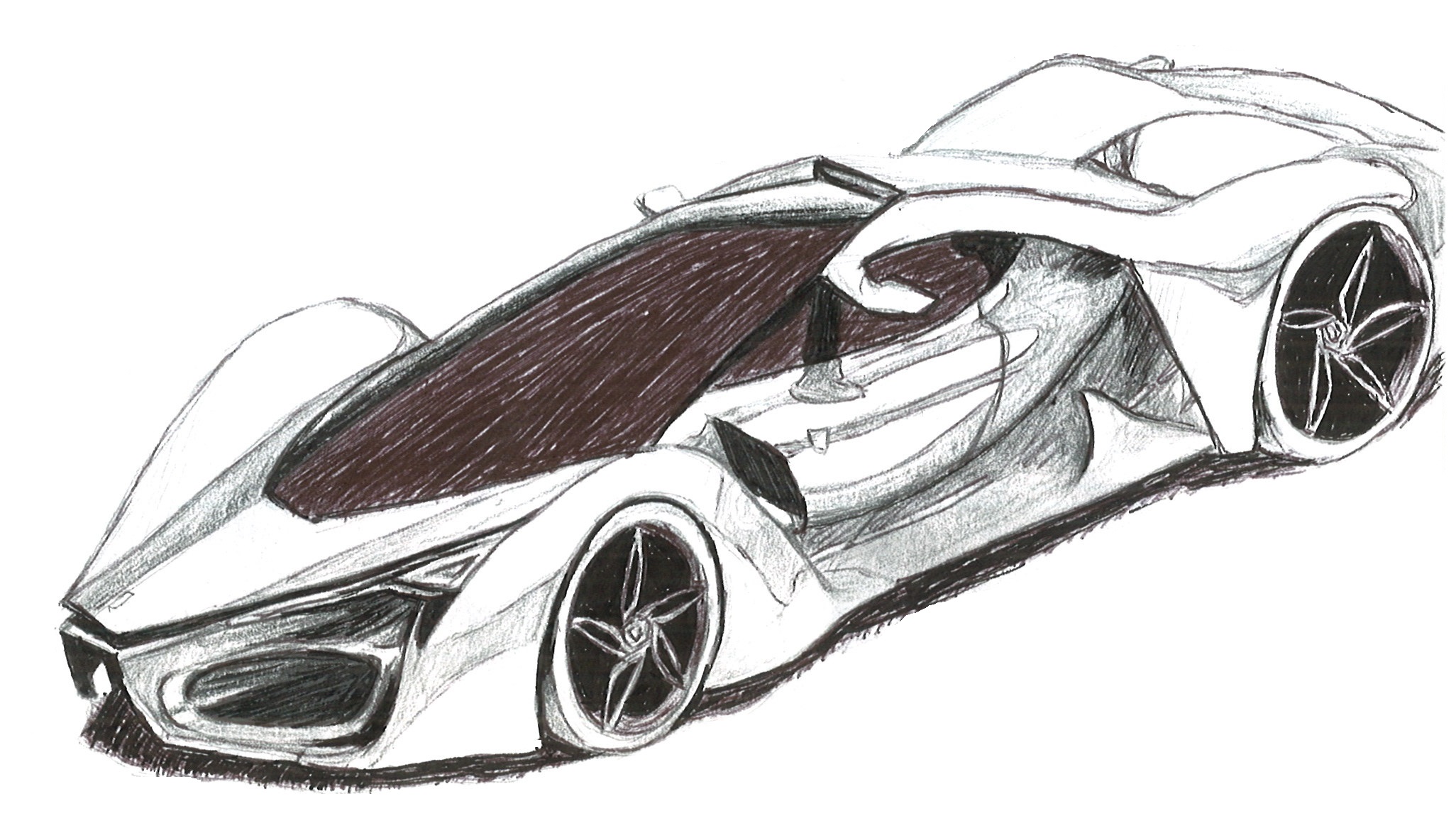 Simple Sketch Drawing Of Ferrari for Adult