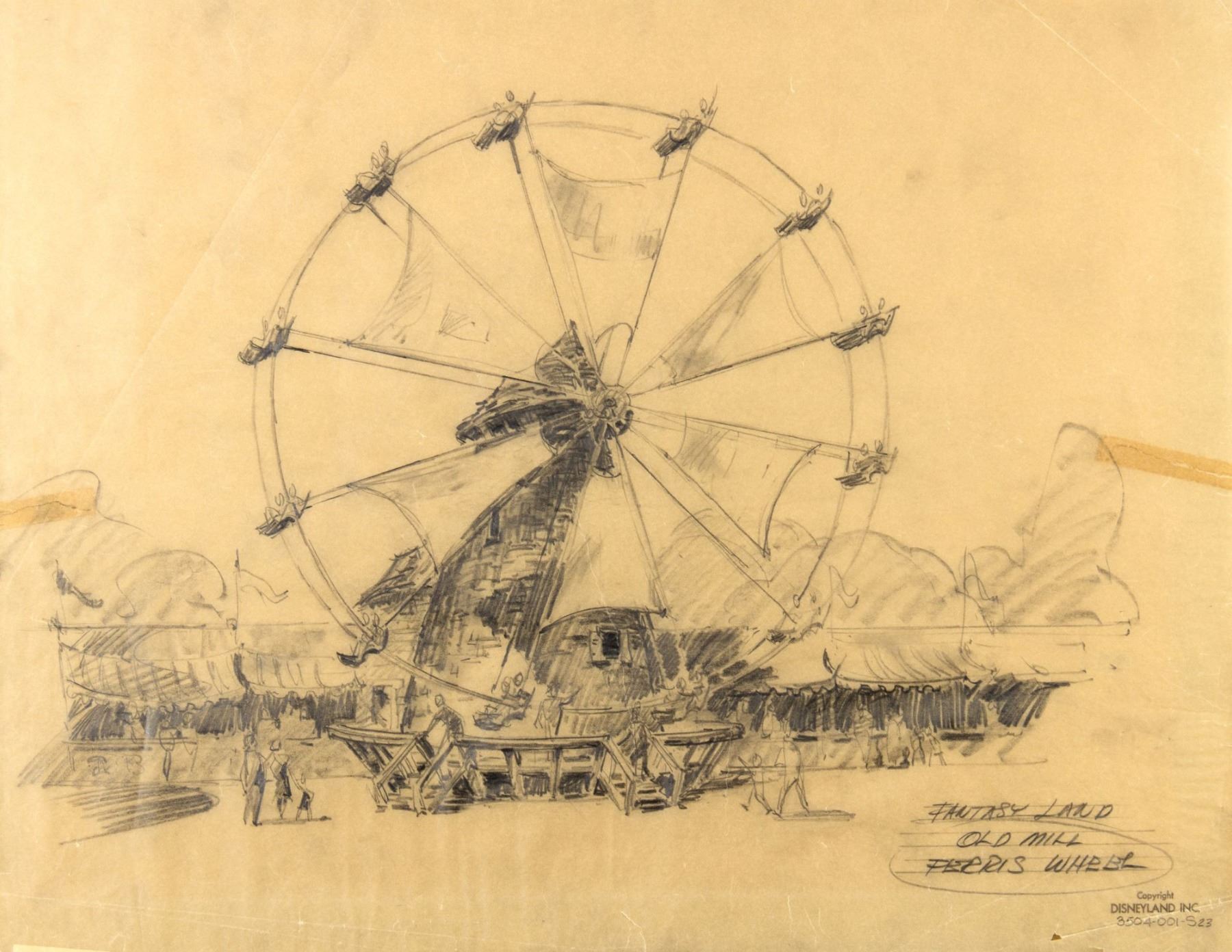 1800x1392 Old Mill Ferris Wheel Original Concept Drawing - Ferris Wheel Drawing